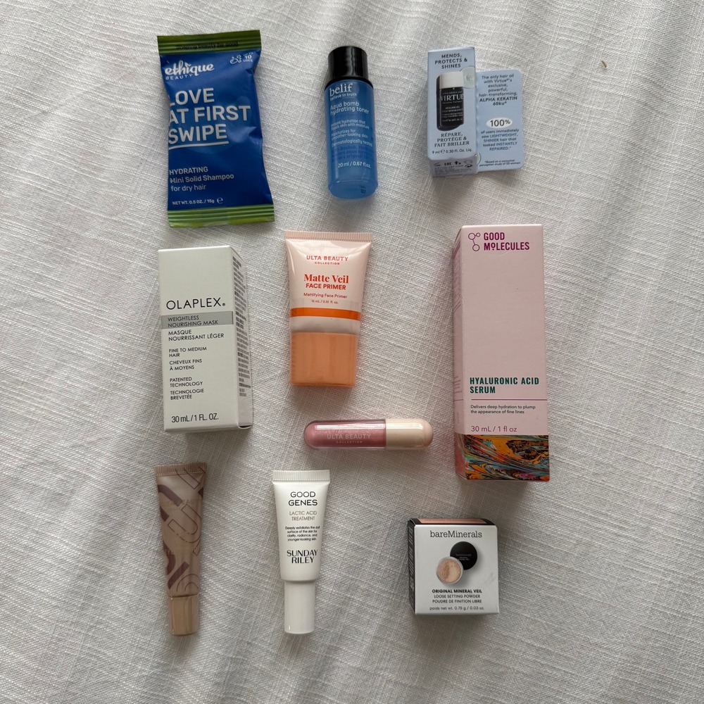 Beauty Bundle Good Molecules Olaplex Sunday Riley Belif bareMinerals Virtue 10pc
